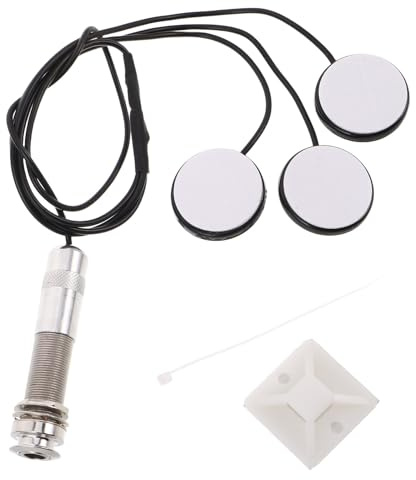 Piezo Tonabnehmer 1 Satz mit Wandlern für Akustikgitarre | Silber, Kunststoff und Drahtkomponenten, Breite Kompatibilität mit Violine und Ukulele