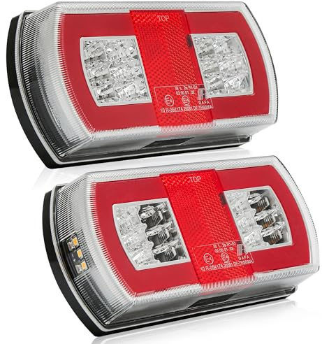 DARKGUARD Kit Feux de Remorque Led 12V/24V, ECE Homologué, IP67 Étanche, 5-in-1 (Stop/Clignotant/Position/Plaque/Catadioptre), Feux Arrière de Remorque Caravane Camion Tracteur