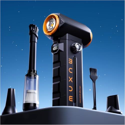 MUXNW Electric Compressed Air Duster: 8000mAh Rechargeable, 100-Speed Adjustable, 3-in-1 Cordless Dust Blower – for Keyboard, PC, Car, BBQ, Ideal Gift for Men