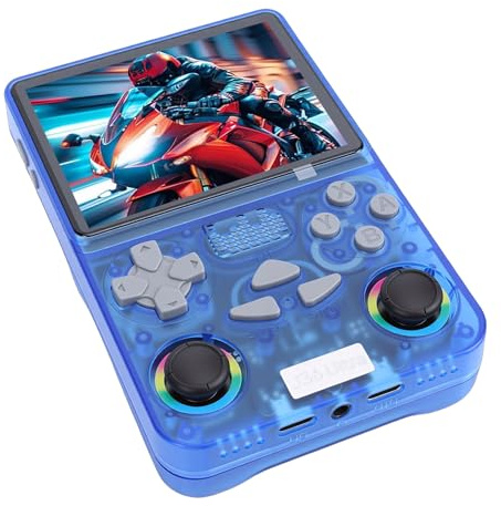 CCYLEZ Console da Gioco retrò Portatile Schermo IPS 3.5 640x480 | Lettore di Giochi Portatile con Memoria da 128 GB per Bambini e Adulti (BLUE)