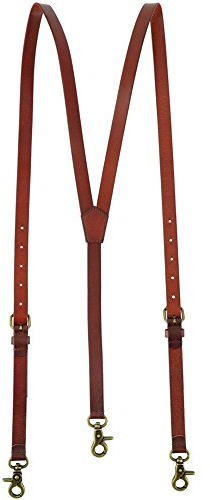 Lawevan® Hosenträger für Herren und Damen, braun, Leder, Y-Form, Karabiner Haken, 1,8cm breit, british, englisch, klassisch Stil