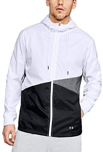 Under Armour Men Unstoppable Windbreaker Warm-up Top - White/Black/Black (101), Large