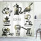 Ambesonne Coffee Shower Curtain, Brewing Equipment Doodle Sketch Grinder French Press Plastic Cup Scoop Vintage, Cloth Fabric Bathroom Decor Set with Hooks, 70 inches, Black Yellow