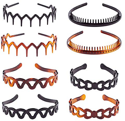 Kunststoff-Haarreif mit Haifischzahn-Optik, 8er-Set, unisex, hochwertige Kopfbedeckung, Haarband, Haarreif