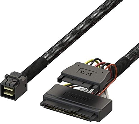 LINKUP - Internal 16G U.2 Cable (85Ω 85ohm PCIe Gen 4 Mini SAS HD to U.2/SFF-8643 to SFF-8639 Cable) with SATA Power - 1.2 meters/4 feet
