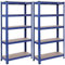 SONGMICS 5-Tier Shelving Units, Set of 2 Steel Shelving Units for Storage, Tool-Free Assembly, for Garage, Shed, Load Capacity 650 kg, 30 x 75 x 150 cm, Blue GLR60Q