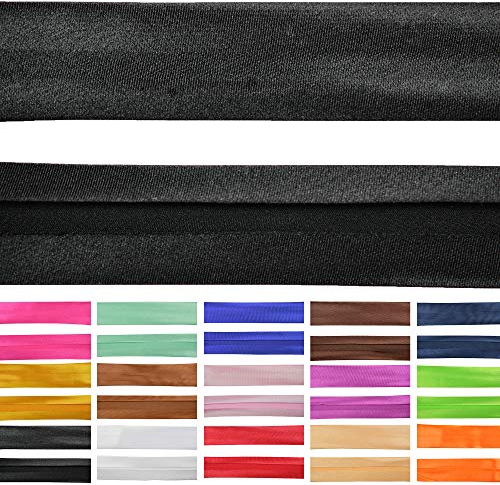 Roban Fashion 10m Satin Schrägband zum Nähen gefalzt 30mm breit Schwarz