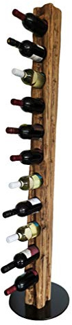 Wood & Wishes – Rustikaler Weinständer, Weinregal, Weinhalter aus massivem Holz; gefertigt in Handarbeit für 11 Flaschen Wein; Höhe 158 cm Ø 34 cm; Treibholzoptik; Landhausstil; dekoratives Unikat
