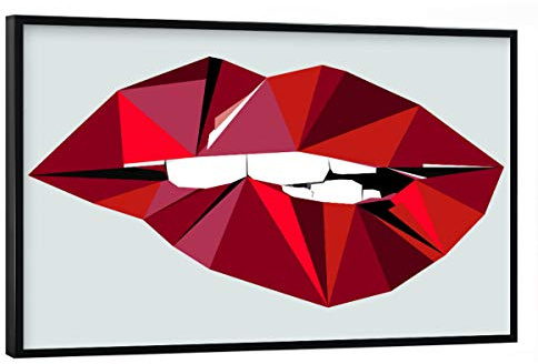 artboxONE Poster mit schwarzem Rahmen 90x60 cm Abstrakt Aurora Lip - Bild Lips Cute Frau