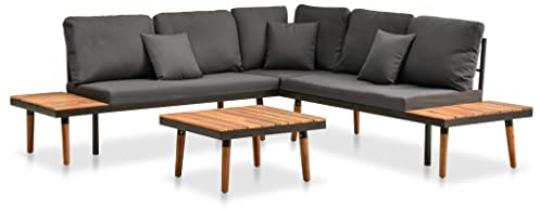 vidaXL 4-TLG. Garten-Lounge-Set mit Auflagen Massivholz Akazie