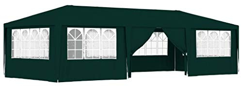 Tidyard Partyzelt Festzelt Professional Plane Wasserdicht UV Schutz Gartenzelt Profi-Partyzelt mit Seitenwänden 4 x 9m Grün 90 g/m² PE