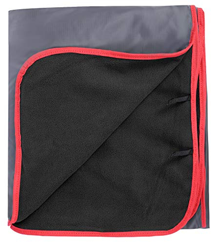 REDCAMP Große wasserdichte Stadiondecke für kaltes Wetter, weiche warme Fleece-Campingdecke Winddicht für Outdoor-Sportarten, blau/rot (außen grau/innen schwarz)