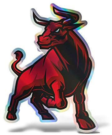 ERREINGE Hologramm-Aufkleber, reflektierend, 15 cm, Stier, Aufkleber aus Vinyl, Wandtattoo, Laptop, Auto, Motorrad, Wohnmobil