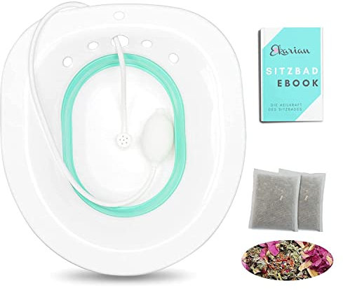 EKARIAN Sitzbad | Sitzbadewanne | Podusche | Hämorrhoiden | Popodusche | WC Dusche | Bidet Toilettenaufsatz | Sitzbad für Toilette | Vaginalspülung | gegen Blasenentzündung