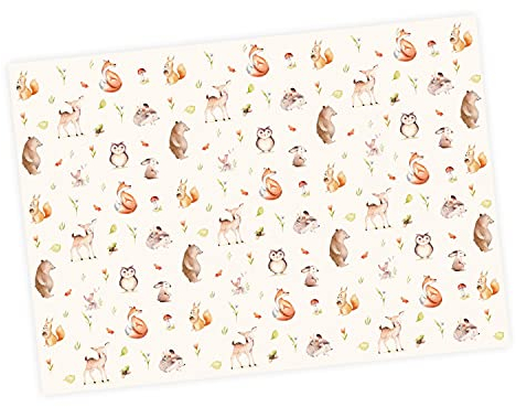 5 Bögen Geschenkpapier Waldtiere Pastel Aquarell - 1,60€/qm - 84,1 x 59,4 cm Reh Fuchs Igel Eichhörnchen und Bär Aquarell pastell Geschenke