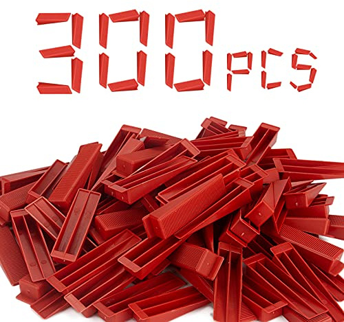 Tanzfrosch 300 Pcs Tile Leveling Wedges Reusable Tile Wedges Suitable for 1/8 spacers, 1/16 spacers, 1/32 spacers Tile Leveling System, Tile Leveler Installation
