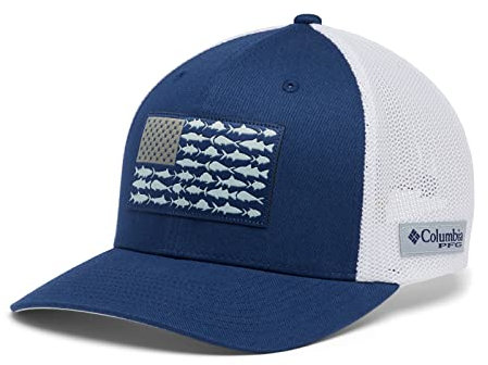 Columbia Unisex PFG Fish Flag Mesh Ball Mid Cap, Carbon/White/Cool Green, L-XL