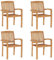 vidaXL 4X Teak Massiv Gartenstuhl Stapelbar Holzstuhl Gartensessel Stuhl Stapelstuhl Stühle Balkonstuhl Terrassenstuhl Essstuhl Gartenmöbel
