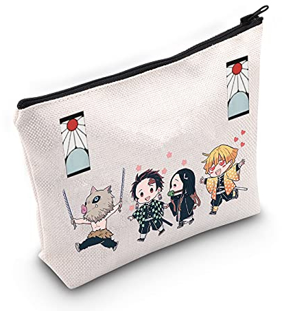 LEVLO Tanjirou Anime-Kosmetiktasche, Anime-/Cosplay-Geschenk, Tanjiro-Cartoon-Motiv, Make-up-Tasche mit Reißverschluss für Familie und Freunde, Tanjiro-Tasche (Tanjiro-Tasche), Tanjirou Tasche,
