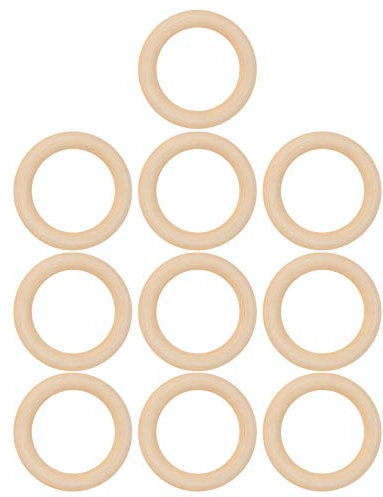 10 Stücke Holz Beißring 65mm Baby Holz Beißringe DIY Ahorn Beißring Baby Kinderkrankheiten Handwerk DIY Spielzeug DIY(Holz)
