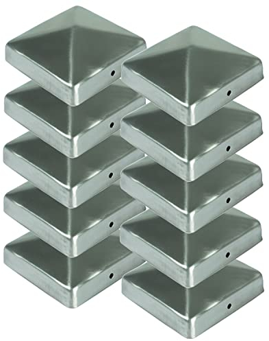 BURI 10x Edelstahl Pfostenkappe Pyramide 91x91mm Zaunkappe Zierkappe Pfahl Holzzaun