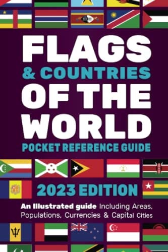 Flags & Countries of the World Pocket Reference Guide: Mini Illustrated Guide to Learn Flags From Around The World, With Map, Population, Area, ... Each Country. Handy Small 4 x 6 Travel Size