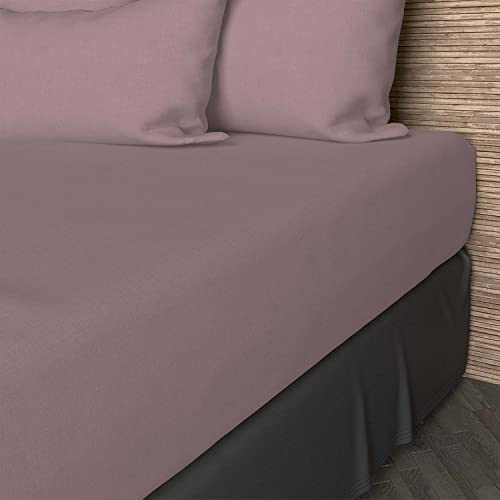 Soleil d'ocre, Drap Housse, Coton 57 Fils, Rose, 90x190 cm