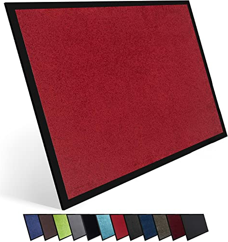 Entrando Fußmatte 90x120 cm rutschfest & pflegeleicht – farbechte Eingangsmatte für Innenräume & geschützte Außenbereiche – Schmutzfangmatte für Flur, Haustür, Ladenlokal (Rot)