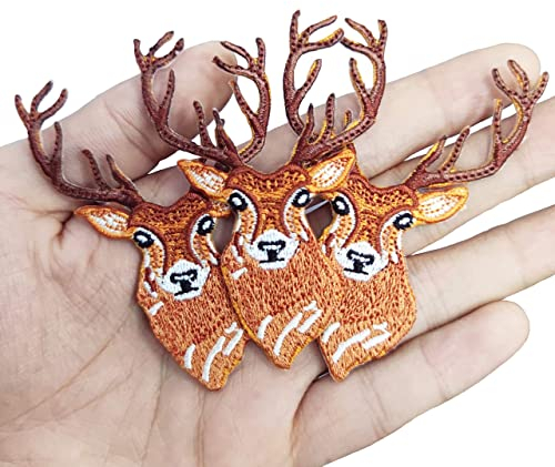 3 Stück Rehe Tiere Stickerei Applikation Patches, Hand DIY Zubehör Aufnäher, Zum Aufnähen Patches, Coole Aufnäher für Dekor T-Shirt, Rucksack, Jeans, Jacke, Mütze, Schuhe