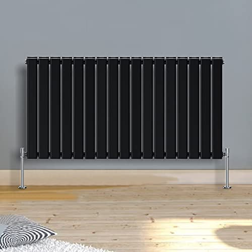 WarmeHaus Black Horizontal Radiator 600x1156mm Double Flat Panel Rads