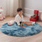 lightlux Shaggy Hochflor Teppich Rund für Kinderzimmer Wohnzimmer Schlafzimmer Langflor Teppich Hochwertig Hohe Pflegeleicht Fadendichte Flauschiger kinderteppich für Kinder Mädchen(Blau, 122cm)