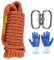 JIUXQT Static Climbing Rope 16mm 32Ft/10m Tree Climbing Rope Strong Rappelling Rope Heavy Duty High Strength Safety Rope for Outdoor, Escape, Rock Climbing, Mountain Climbing, Hauling, Rescue Orange
