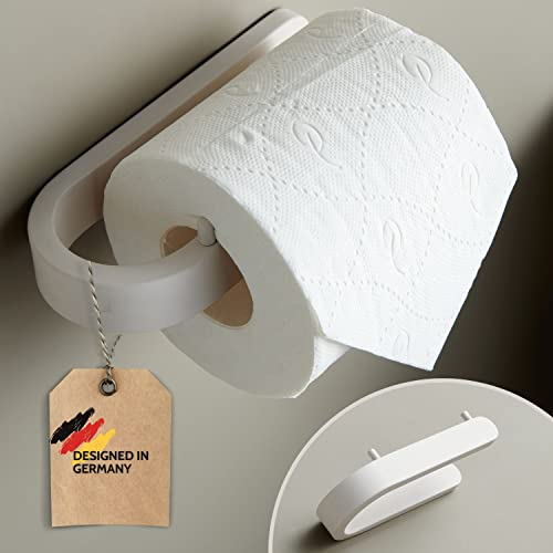 DEKAZIA® Toilettenpapierhalter ohne Bohren weiß beige Toilettenpapierhalterung matt Klopapierhalter ohne Bohren Klorollenhalter selbstklebend Klopapierhalter Toilettenpapierhalter WC Papier Halterung