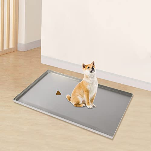 Replacement Tray for Dog Crate - Stainless Steel Brushed - Chew-Proof and Crack-Proof Metal Pan for Dog Crates (88X55X2.54cm)