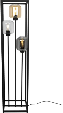 Light-Home NOVALJA CAGE Lampenschirm Stehlampe Modern - Standleuchte für Wohnzimmer Schlafzimmer Büro - Elegante Industrial Lampe - Schwarz - Mix - 130x30x25 cm