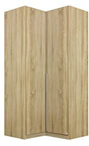 Rauch Möbel Alabama Eckschrank Schrank Kleiderschrank Eiche Sonoma, Holz, 2-türig, Inklusive Zubehörpaket Basic, 1 Kleiderstange, 7 Einlegeböden, BxHxT 100x229x102 cm