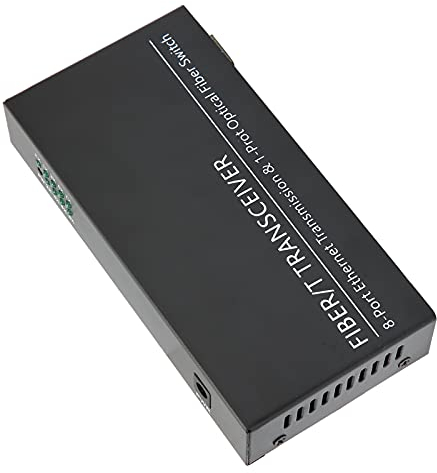 Sxhlseller Convertitore Gigabit Ethernet, Gigabit Switch 1 Fibra 8 Porte Ethernet Single Mode Convertitore Gigabit Adattivo a Doppia Fibra per la Conversione del Segnale