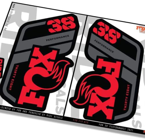Fox 38 Performance 2021 Gabel-Aufkleber, Rot, lizenziert von Fox GLOSS