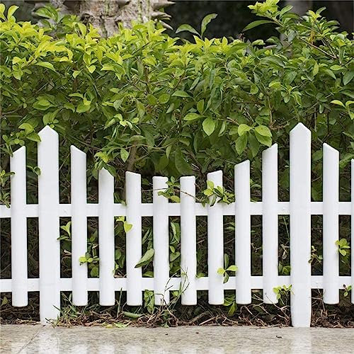 ARUUJ Garden White Picket Fence Interlocking Panel –Outdoor Lawn Path Flowerbeds Border Edging Plastic Border - Landscape Courtyard Decorative Fencing Panels 32.5cm x 60.5cm x 0.5cm (8)