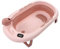 Asixxsix Baby-Badewanne, Echtzeit-Temperaturanzeige, Neugeborene Baby-Badewanne, Multifunktionale, Faltbare, Tragbare Sitz- und Liegebadewanne mit Abflussloch für Baby (Rosa)