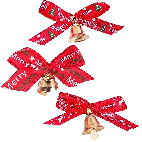 12 árboles de Navidad campana de arco, decoración de cinta de Navidad, cinta de campana, adecuada para árboles de Navidad decorativos, puertas y ventanas, cortinas colgantes