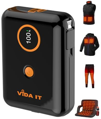 5V 2A Power Bank for Heated Jacket, Heated Vest Battery Pack 10000mAh Portable USB Charger, Power Pack for Heated Stadium Seat Chair, Mobile Phone Charger for iPhone Android with Built-In Cable Fast