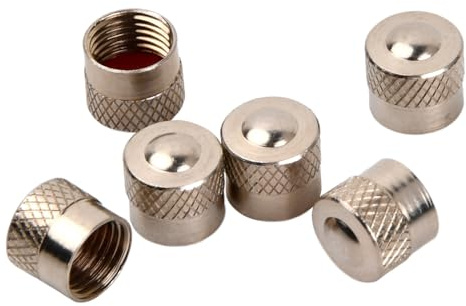 6 Stück Ventildeckel Autoventilkappen Reifen Ventilkappen Metall Autoventil Kappe mit Gummiring Dichtung Ventildeckel Metall Ventilkappen für Auto Motorrad Fahrrad, Silber