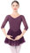 IMEKIS Ballettkleidung Damen Ballett Tanzkleid 3/4 ?rmel Ballettanzug Gymnastik Tanztrikot mit Chiffon Rock Ballettkleid Ballerina Tanzkleidung Fuchsia XL
