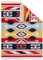 TAPISO Azteca Teppich Kurzflor mit Fransen Baumwolle Beidseitig Anwendbar Waschmaschinenfest Schwarz Rot Bunt Vintage Design Wohnzimmer Schlafzimmer ÖKOTEX 60 x 110 cm