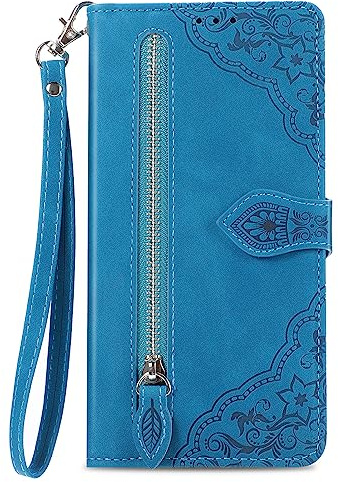 NEXCURIO Handyhülle für Samsung Galaxy A25 5G Hülle Klappbar mit Kartenfäch Ständer Klapphülle Schutzhülle Leder Wallet Flip Case Cover Tasche Handytasche Stoßfeste - Blau