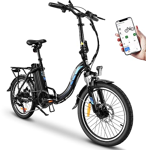 KAISDA E-Bike Klapprad 20“ Elektrofahrrad, Aluminium, mit 250w Motor 36V 13Ah Li-Ion Akku, Reichweite bis zu 100km, 7 Gang, E-citybike, 22kg (Black)