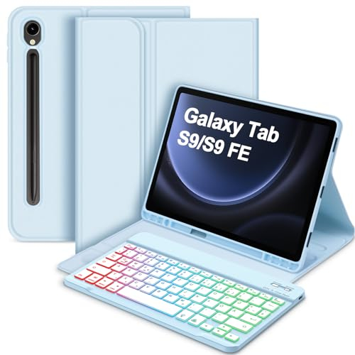 Bettdow für Samsung Galaxy Tab S10 Lite/ S10 FE 10,9 2025 Tastatur Hülle, QWERTZ Layout Abnehmbarer Beleuchtete Tastatur mit Hülle für Galaxy Tab S10 FE 10,9 Zoll/ S9 FE 10,9 Zoll/ S9 11 Zoll, Blau
