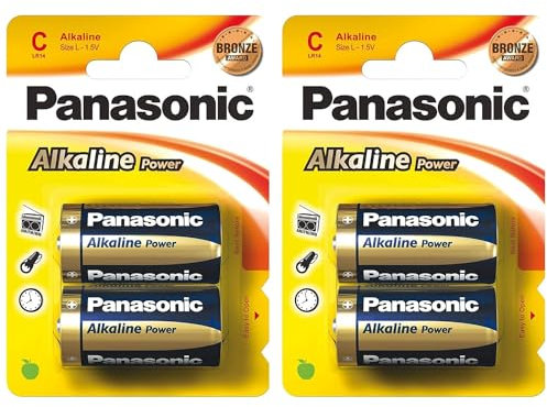 PANASONIC Lot de 2 Blisters de 2 Piles Power Bronze Baby C LR14-1,5 V