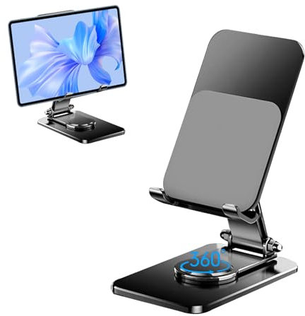 Elitecran Alluminio Cellulare Regolabile Supporto, Pieghevole Supporto per Telefono Cellulare Scrivania, Antiscivolo e Pieghevole Supporto Dock per iPhone, Huawei e Altri Smartphone
